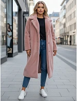 Dámský zimní kabát chlupáč dlouhý NY0751z růžový - FashionStreet