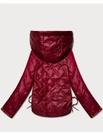 Dámska ľahko zateplená krátka bunda s kapucňou Goodlookin tmavo červená (B8595-27)