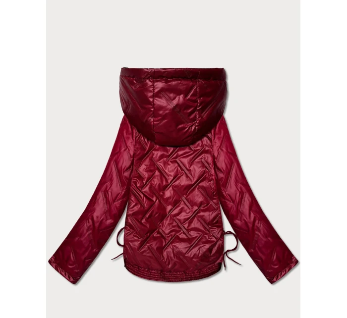 Dámska ľahko zateplená krátka bunda s kapucňou Goodlookin tmavo červená (B8595-27)