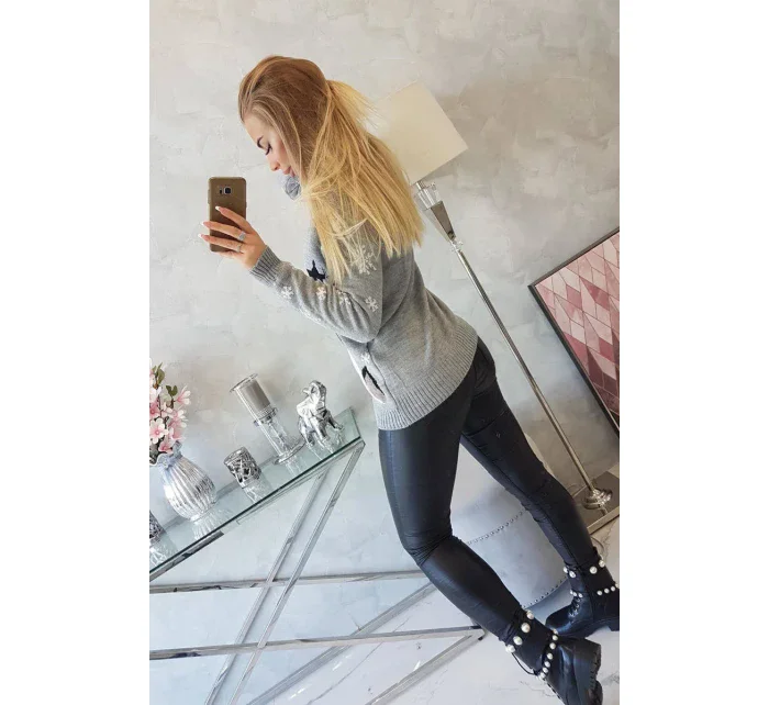 Vianočný sveter so sobom šedý