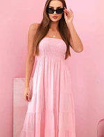 Dámske viskózové šaty s elastickým vrchným dielom candy pink