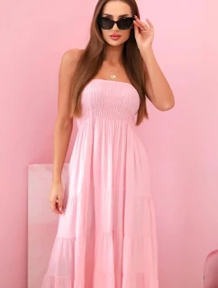 Dámské viskózové šaty s elastickým topem bonbónově růžová