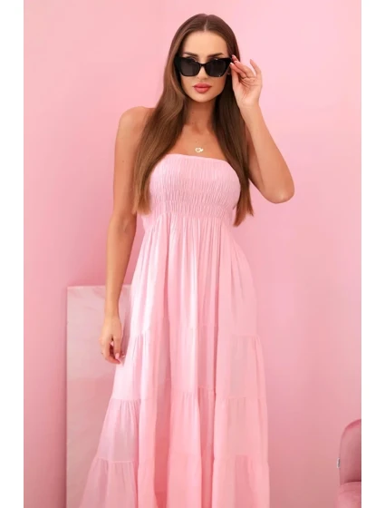 Dámske viskózové šaty s elastickým vrchným dielom candy pink
