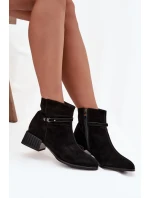 Dámské kozačky z přírodního semiše na klínu zateplené model 21715520 Černé - D&A