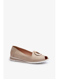 Dámske lodičky s ozdobou z ekokože, zlaté Biolita