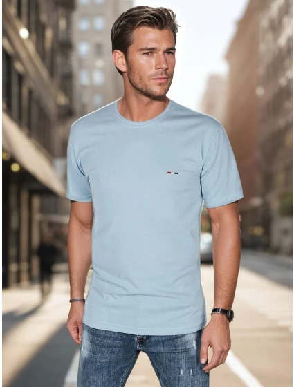 Pánske vyšívané tričko modré FashionStreet RX5639 Pánske vyšívané tričko modré FashionStreet RX5639