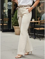 Spodnie damskie jeansowe z wysokim stanem ecru model 22161471 - FashionStreet