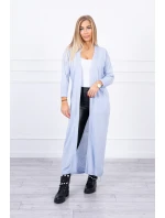 Sveter dlhý sveter viazaný v páse modrý