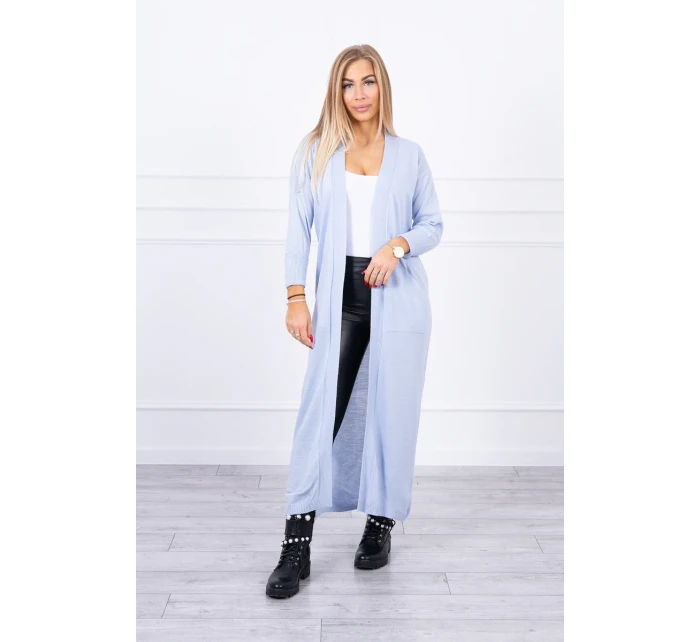 Sveter dlhý sveter viazaný v páse modrý