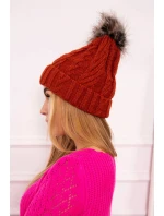 Fleecová kostkovaná čepice model 18750205 červená - K-Fashion Fleecová kostkovaná čepice model 18750205 červená - K-Fashion