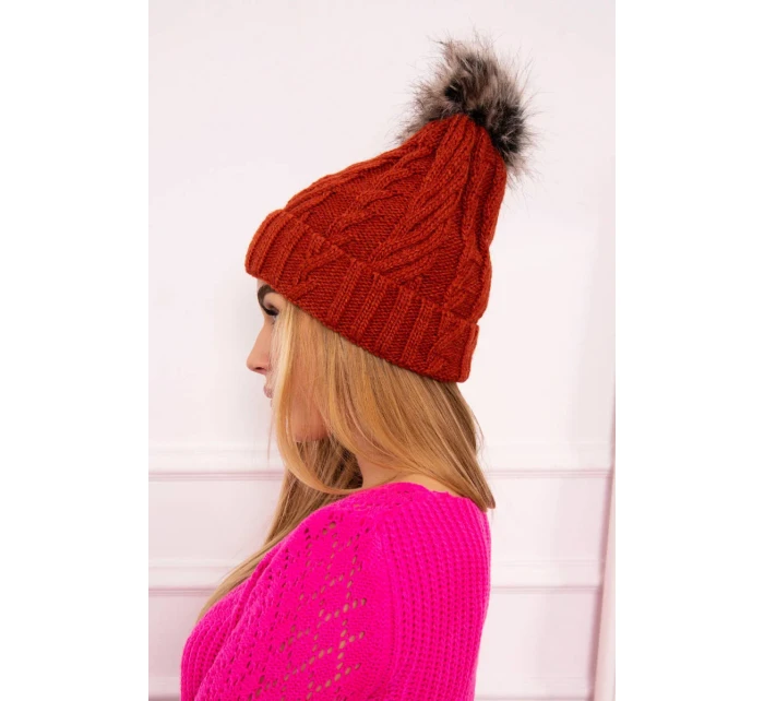 Fleecová kostkovaná čepice model 18750205 červená - K-Fashion Fleecová kostkovaná čepice model 18750205 červená - K-Fashion