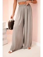 Dámske široké viskózové nohavice s elastickým pásom fango Dámske široké viskózové nohavice s elastickým pásom fango