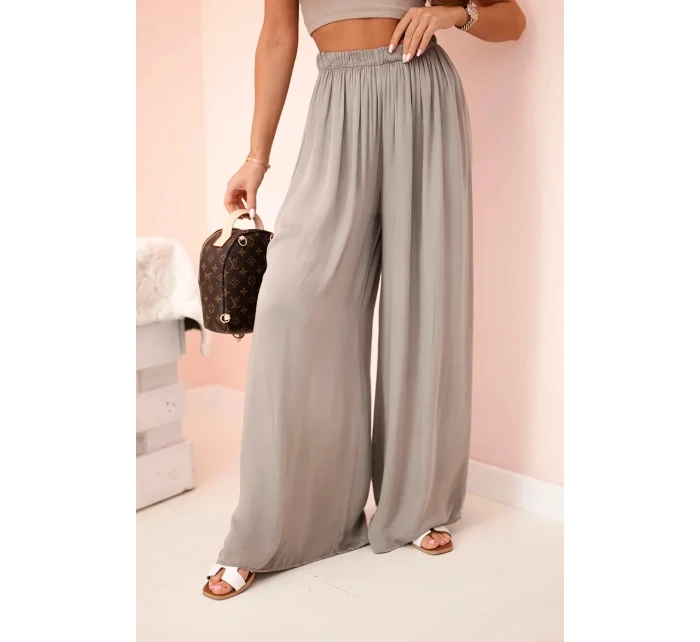 Dámske široké viskózové nohavice s elastickým pásom fango Dámske široké viskózové nohavice s elastickým pásom fango