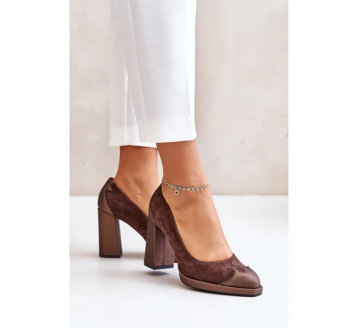 Semišové Na Podpatku Hnědé model 21673387 - Laura Messi