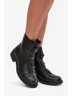 Skórzane Botki Damskie Z Ozdobnymi Kwiatkami Ocieplane Czarne Belverine Skórzane Botki Damskie Z Ozdobnymi Kwiatkami Ocieplane Czarne Belverine