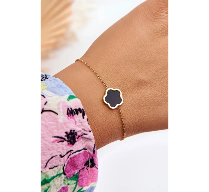 Dámsky náramok s kvetom z čierneho zlata Dámsky náramok s kvetom z čierneho zlata