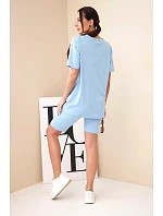 Dámský bavlněný komplet s krátkým rukávem a šortkami žlutý