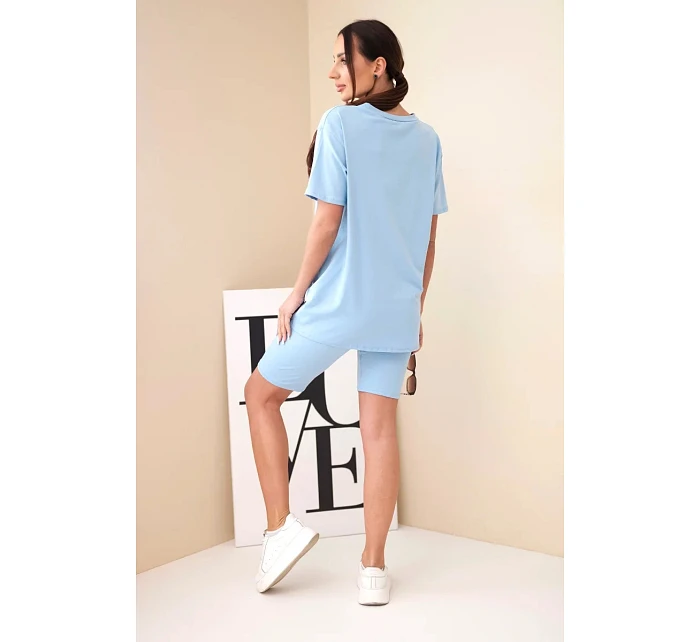 Dámský bavlněný komplet s krátkým rukávem a šortkami žlutý