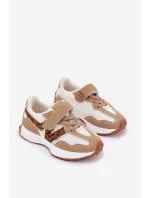 Dětské tenisky na suchý zip s leopardím vzorem tmavě béžové model 21688089 - Boto
