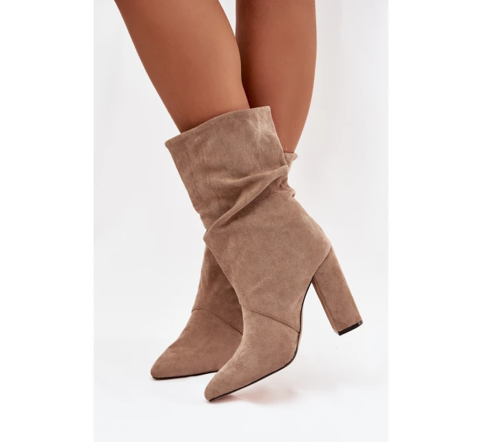 Dámské kotníkové boty na podpatku s třásněmi a stahováním vyhřívané béžové Darlina Dámské kotníkové boty na podpatku s třásněmi a stahováním vyhřívané béžové Darlina