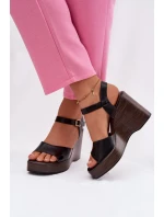 Dámské sandály na platformě Eko kůže Černé model 21937502 - Boto
