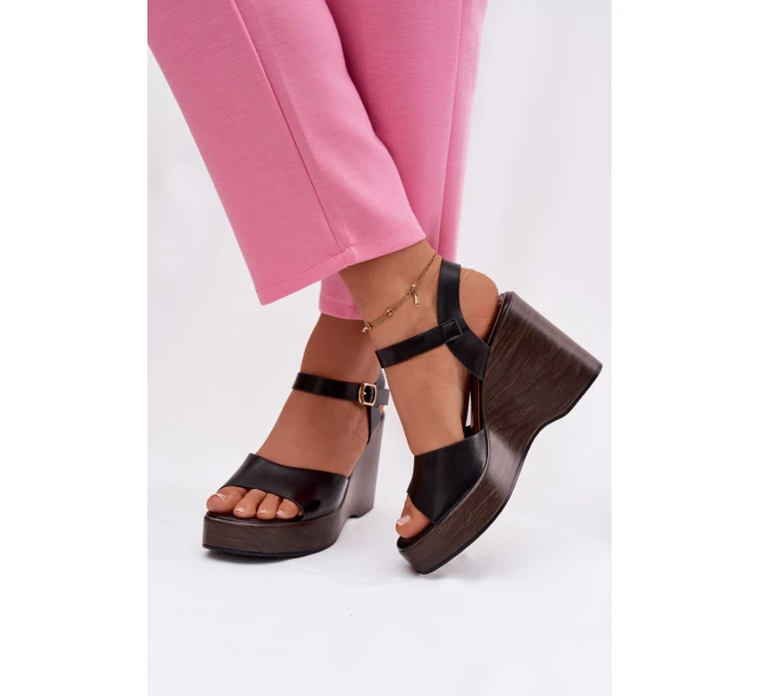 Dámské sandály na platformě Eko kůže Černé model 21937502 - Boto