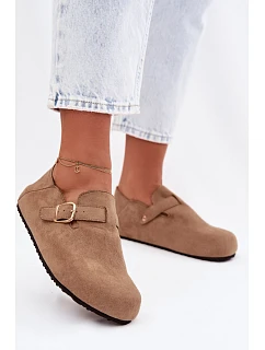 Dámské polobotky Eko semiš s zlatým přezkou Tmavě béžové model 22038392 - Boto