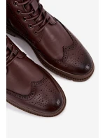 Pánske kožené členkové topánky Lee Cooper - hnedé Pánske kožené členkové topánky Lee Cooper - hnedé