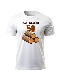 Pánské bavlněné tričko s potiskem - MÁM KULATINY 50 - bílé