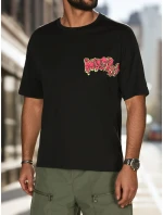 Pánske tričko s potlačou čierne FashionStreet RX5645