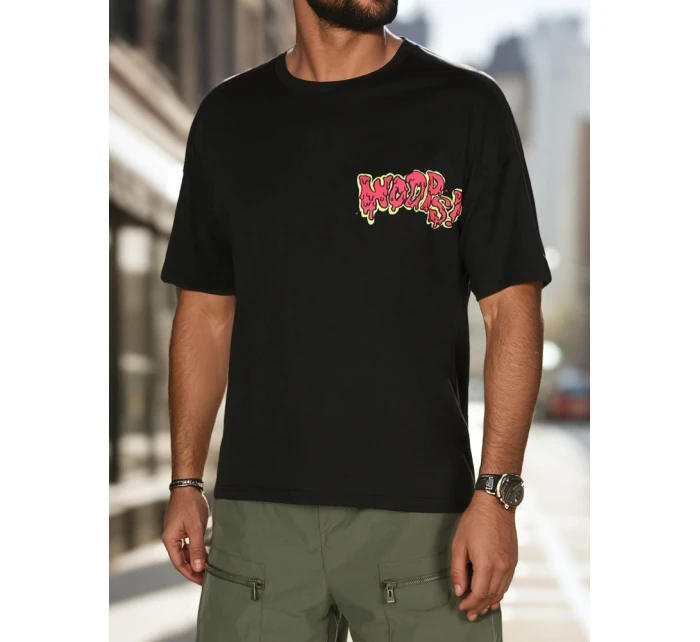 Pánske tričko s potlačou čierne FashionStreet RX5645