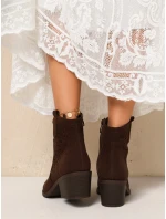 Dámske semišové ažurové boho hnedé čižmy FashionStreet ZY1356