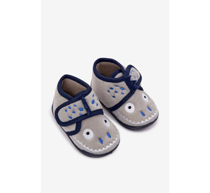 Dětské pantofle na suchý zip šedé Jeselle