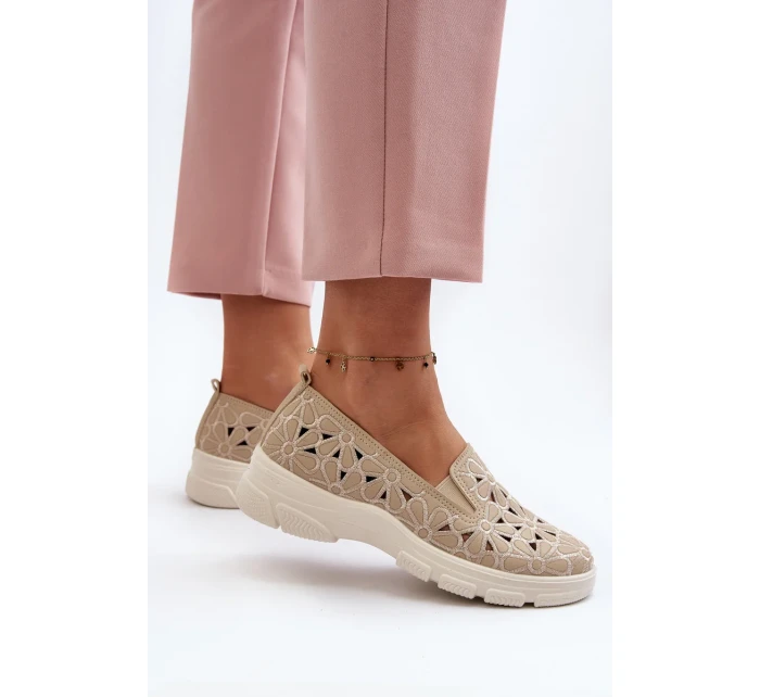 Béžové dámske ažurové topánky Emilei