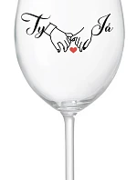 YOU AND ME (svadba) - číry pohár na víno 350 ml