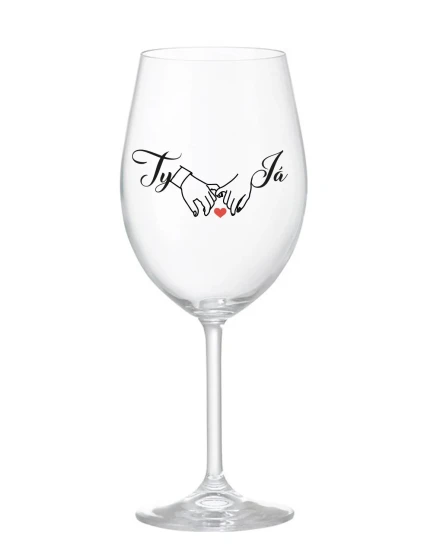 YOU AND ME (svadba) - číry pohár na víno 350 ml