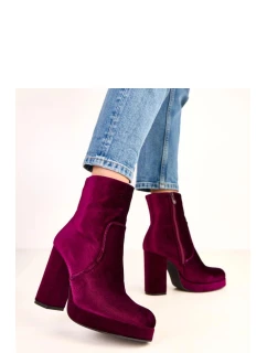 Dámske členkové topánky na podpätku RQ481 Burgundy - BESTELLE