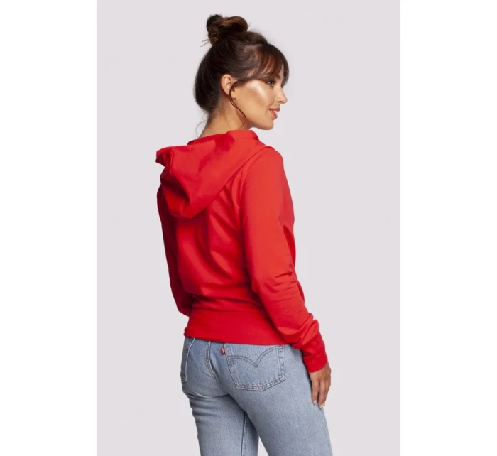 Zavinovací sveter s kapucňou B246 červený - BeWear Zavinovací sveter s kapucňou B246 červený - BeWear