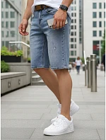 Pánske džínsové šortky s opaskom SX2577 modré – FashionStreet Pánske džínsové šortky s opaskom SX2577 modré – FashionStreet
