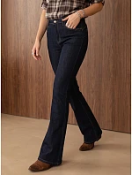 Jeansy damskie flare z wysokim stanem granatowe FashionStreet UY3246 Jeansy damskie flare z wysokim stanem granatowe FashionStreet UY3246