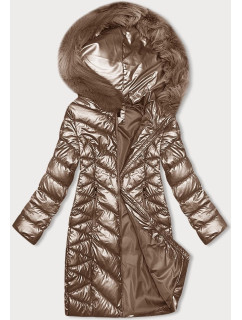 Prešívaná dámska zimná bunda J Style v karamelovej farbe (16M9100-84)