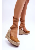Wiązane Sandały Na Wysokim Koturnie Camel Lendy Wiązane Sandały Na Wysokim Koturnie Camel Lendy