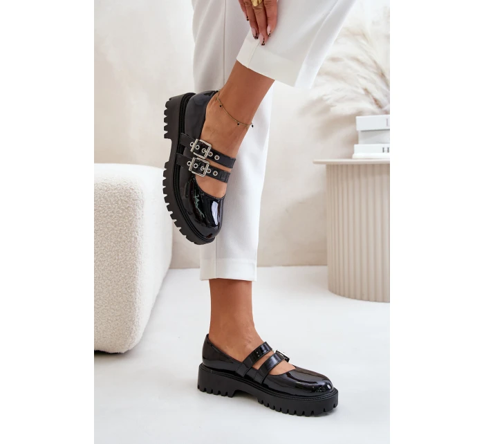 Dámské Lakované Polobotky S Pásky Černé model 21671078 - Boto