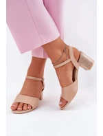 Sandały Damskie Na Słupku Vinceza 20275 Beżowe