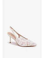 Dámské sandály na podpatku s krajkou bílé model 22103103 - Boto