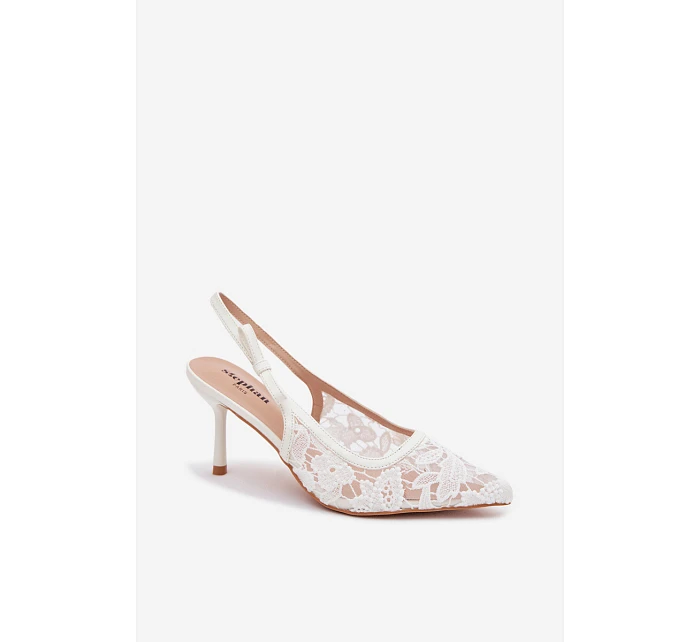 Dámské sandály na podpatku s krajkou bílé model 22103103 - Boto