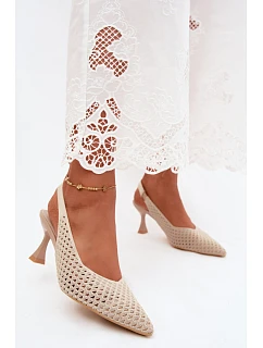 Textilné sandále na podpätku Pear Shape Beige Cherryla