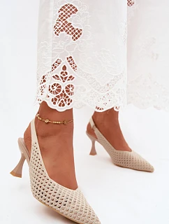 Textilné sandále na podpätku Pear Shape Beige Cherryla