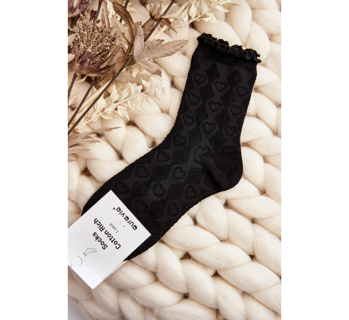 Vzorované dámske ponožky čierne