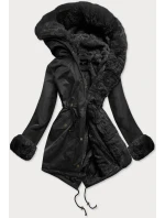 Dámska zimná bunda s medvedíkom čierna (br529-101)